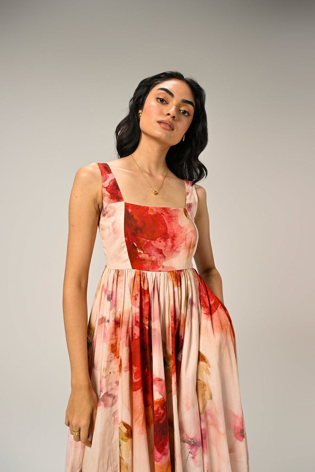 Rosé Mist Painterly Maxi Dress