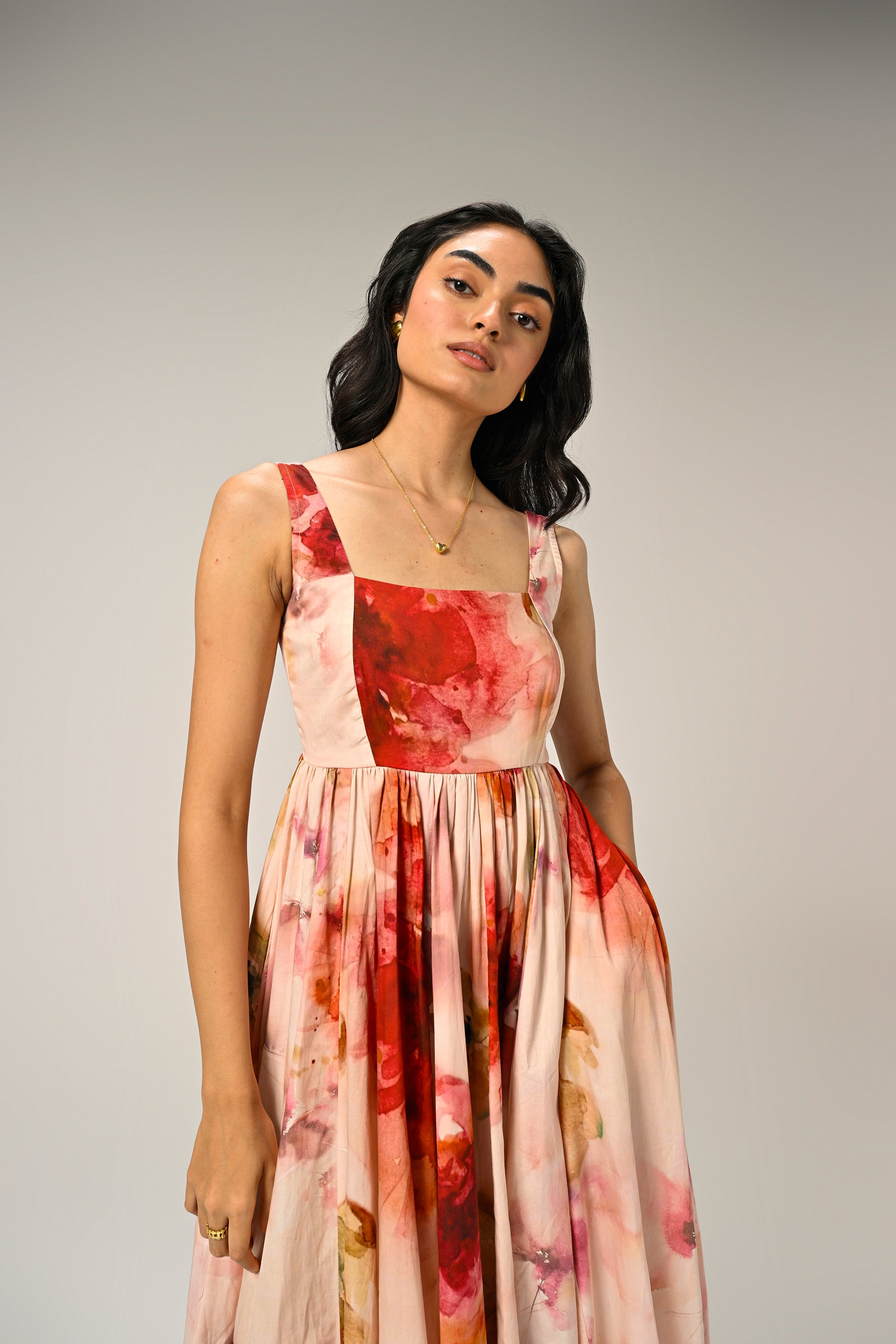 Rosé Mist Painterly Maxi Dress