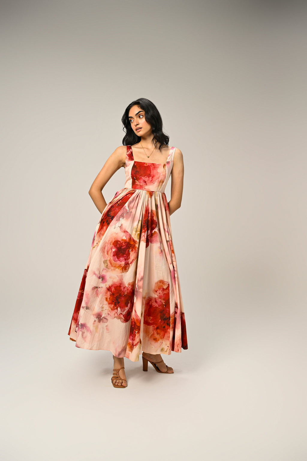 Rosé Mist Painterly Maxi Dress