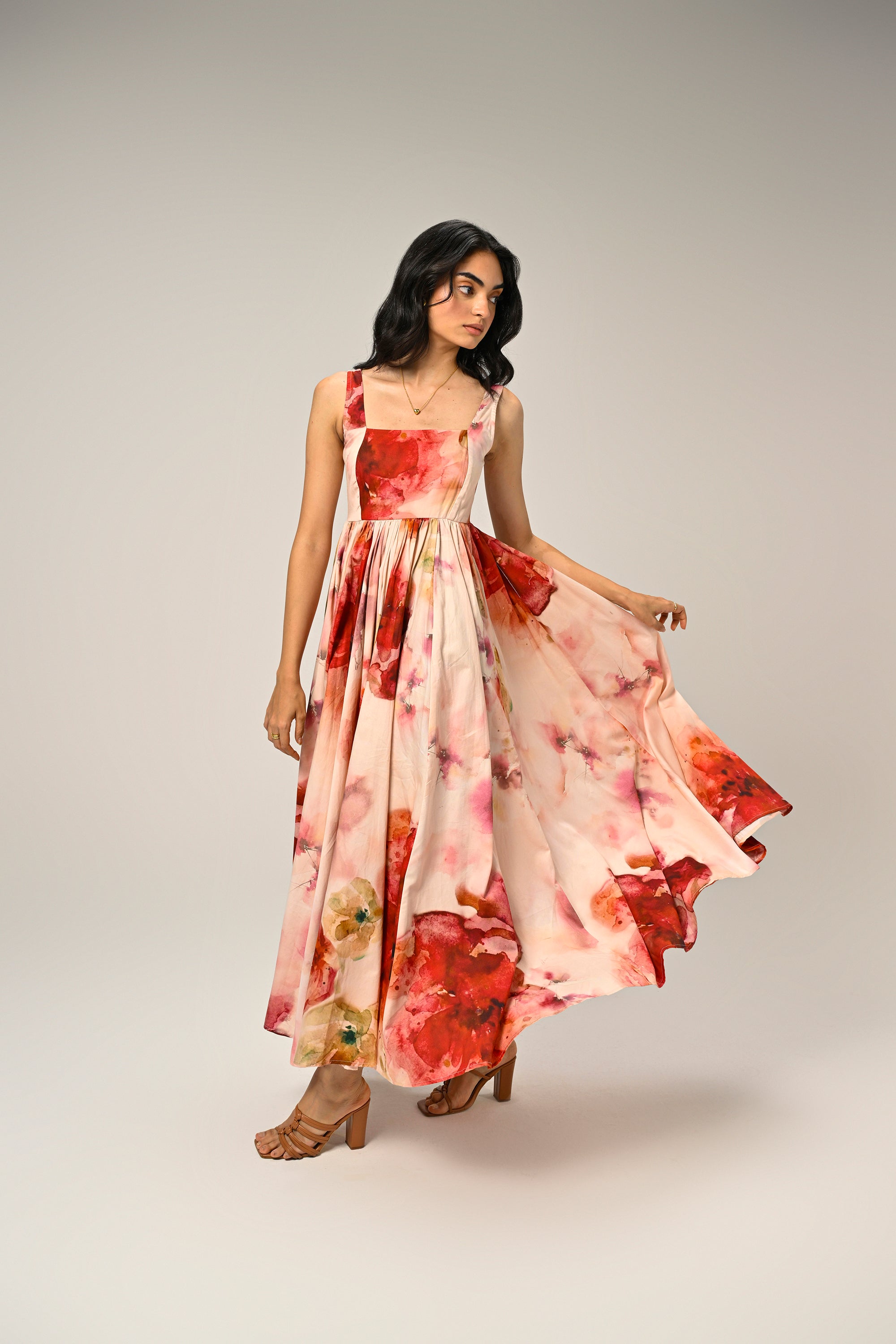 Rosé Mist Painterly Maxi Dress