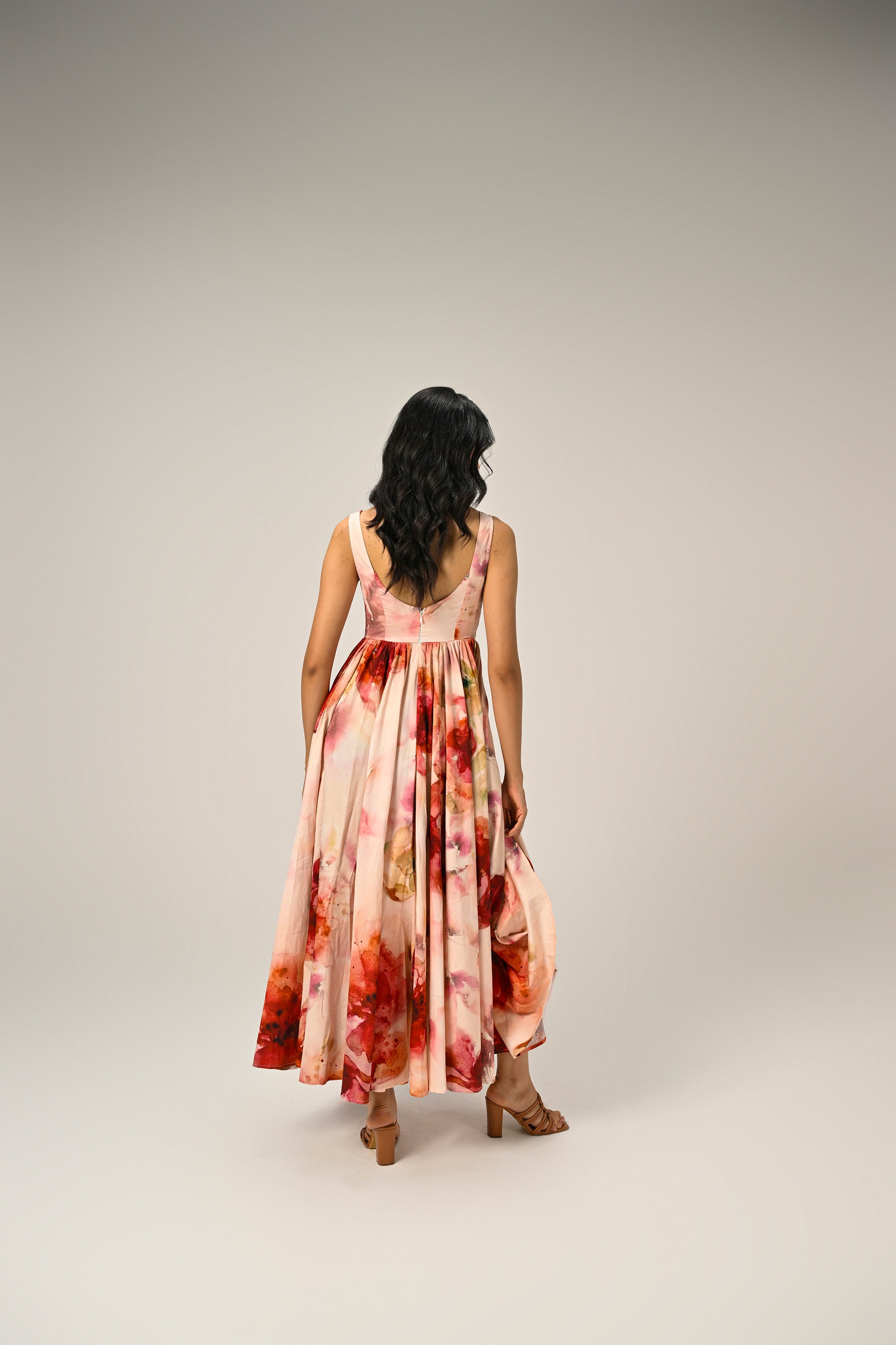 Rosé Mist Painterly Maxi Dress