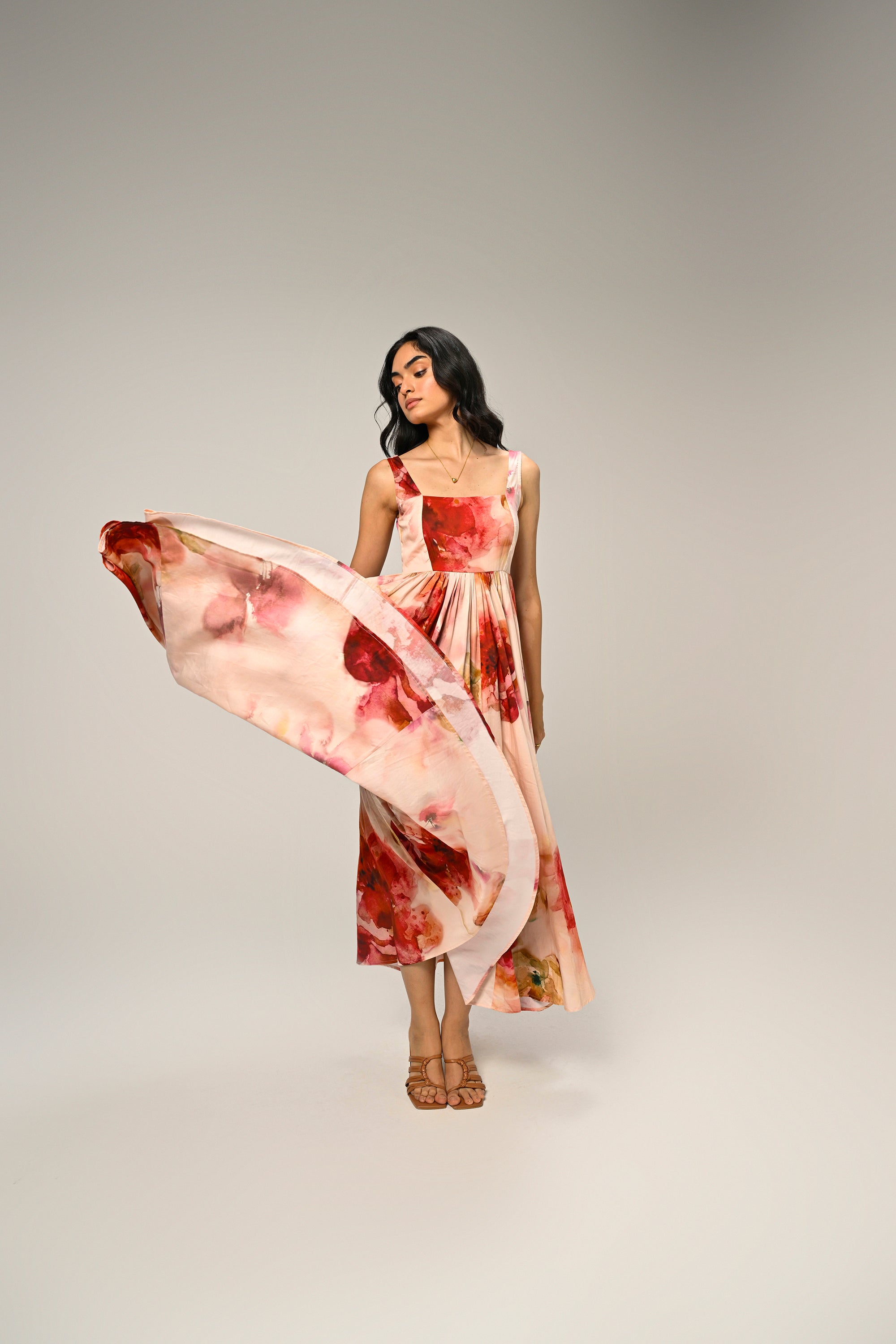 Rosé Mist Painterly Maxi Dress
