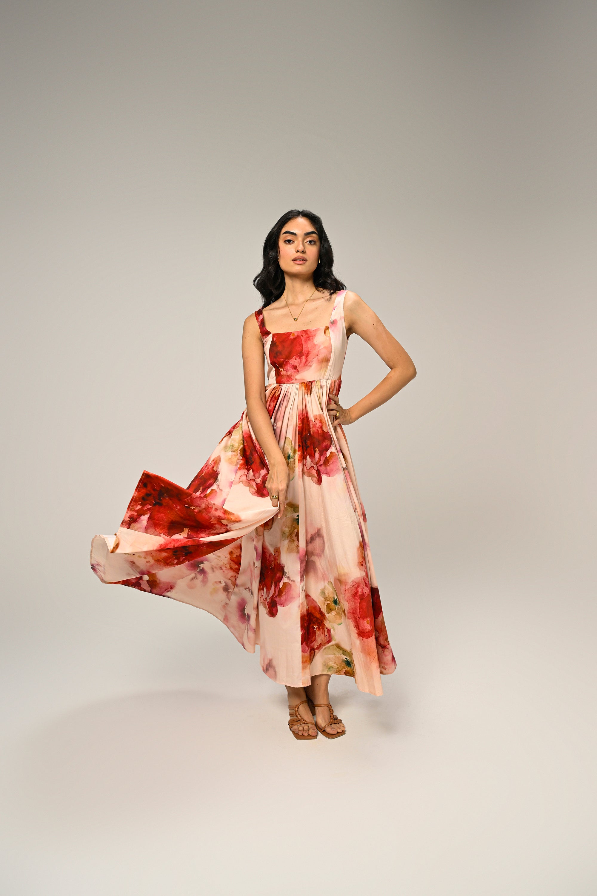 Rosé Mist Painterly Maxi Dress