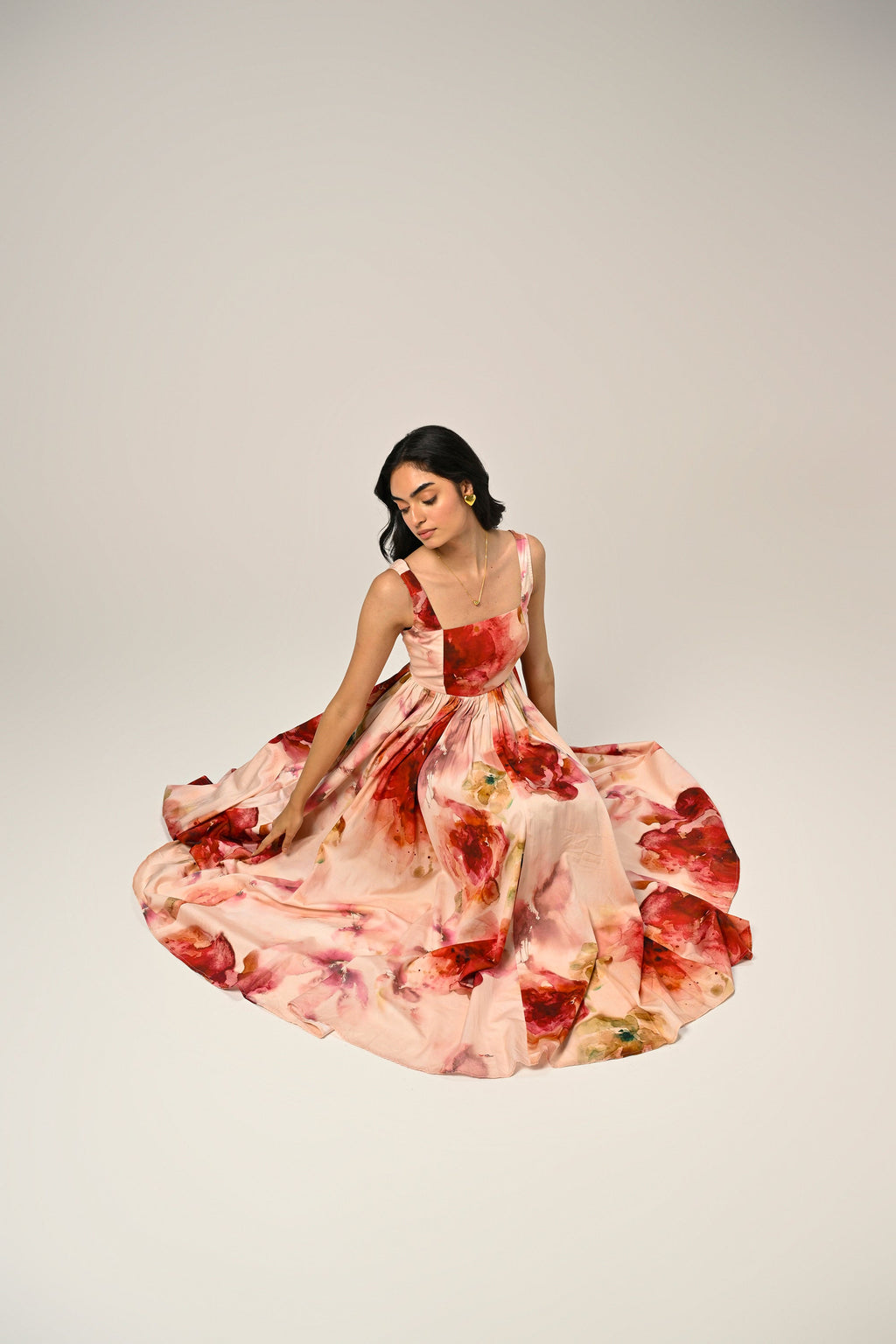 Rosé Mist Painterly Maxi Dress