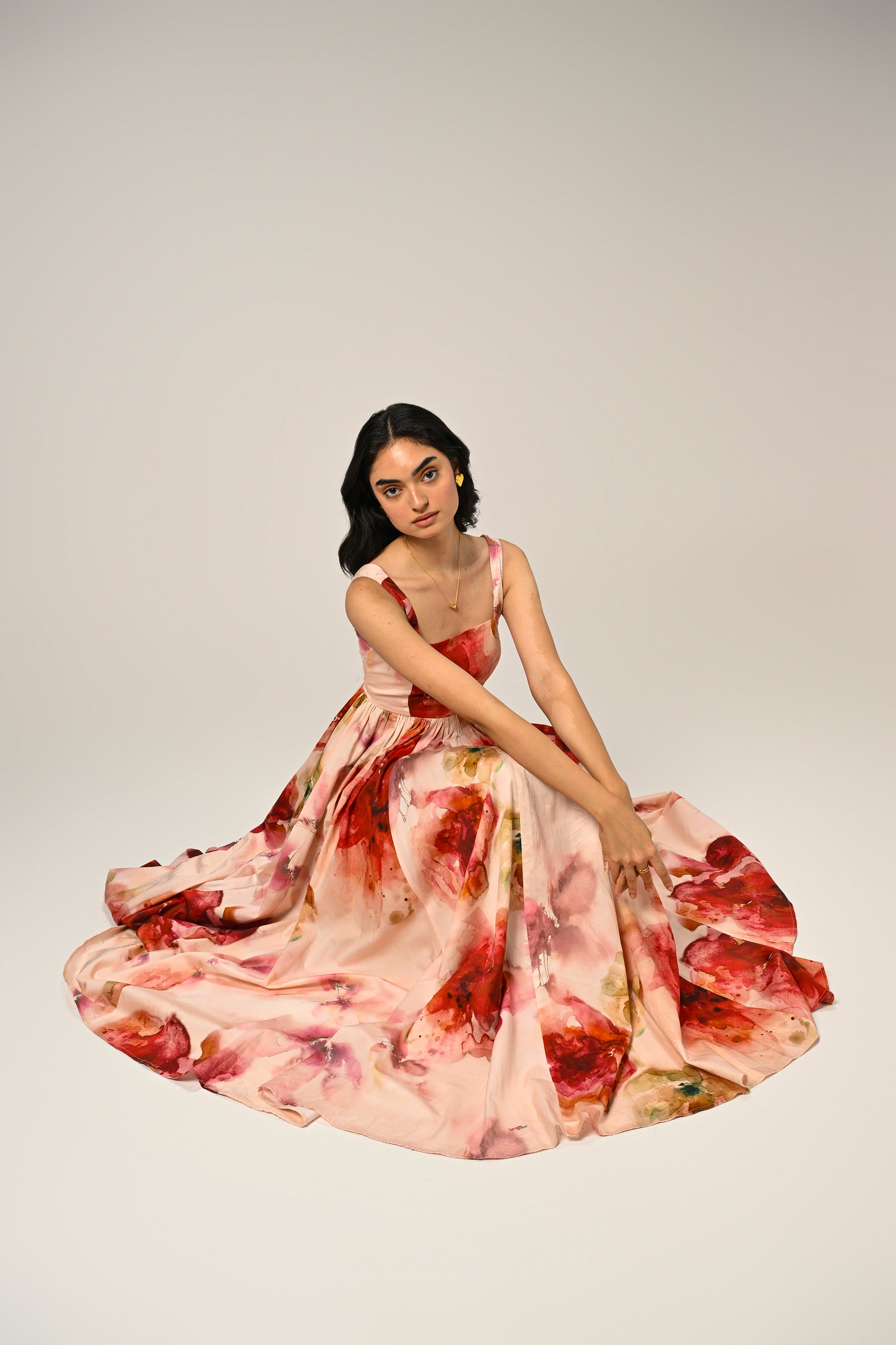Rosé Mist Painterly Maxi Dress