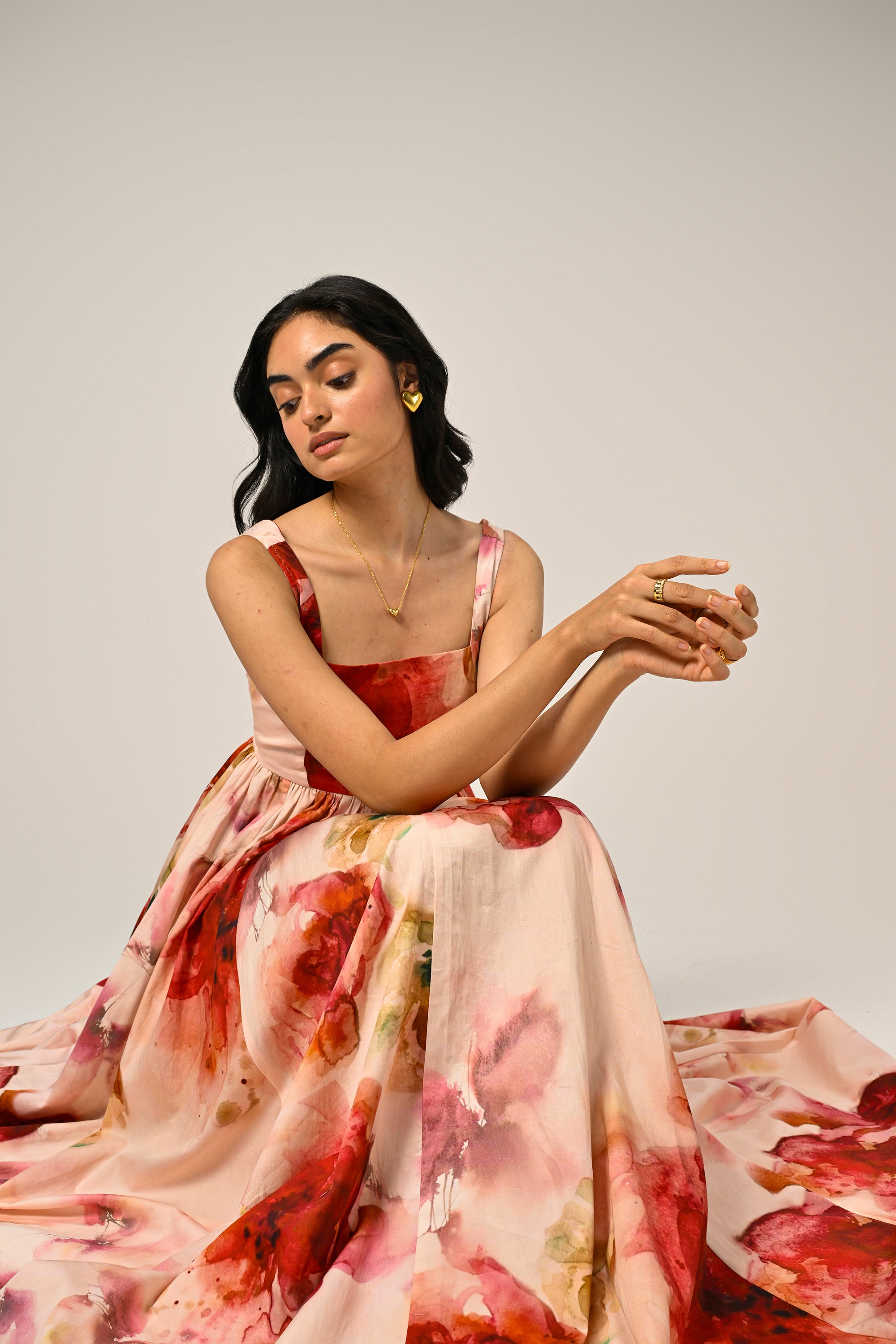 Rosé Mist Painterly Maxi Dress