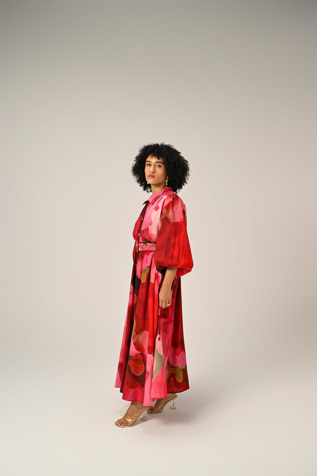 Rosé Flame Maxi Shirt Dress