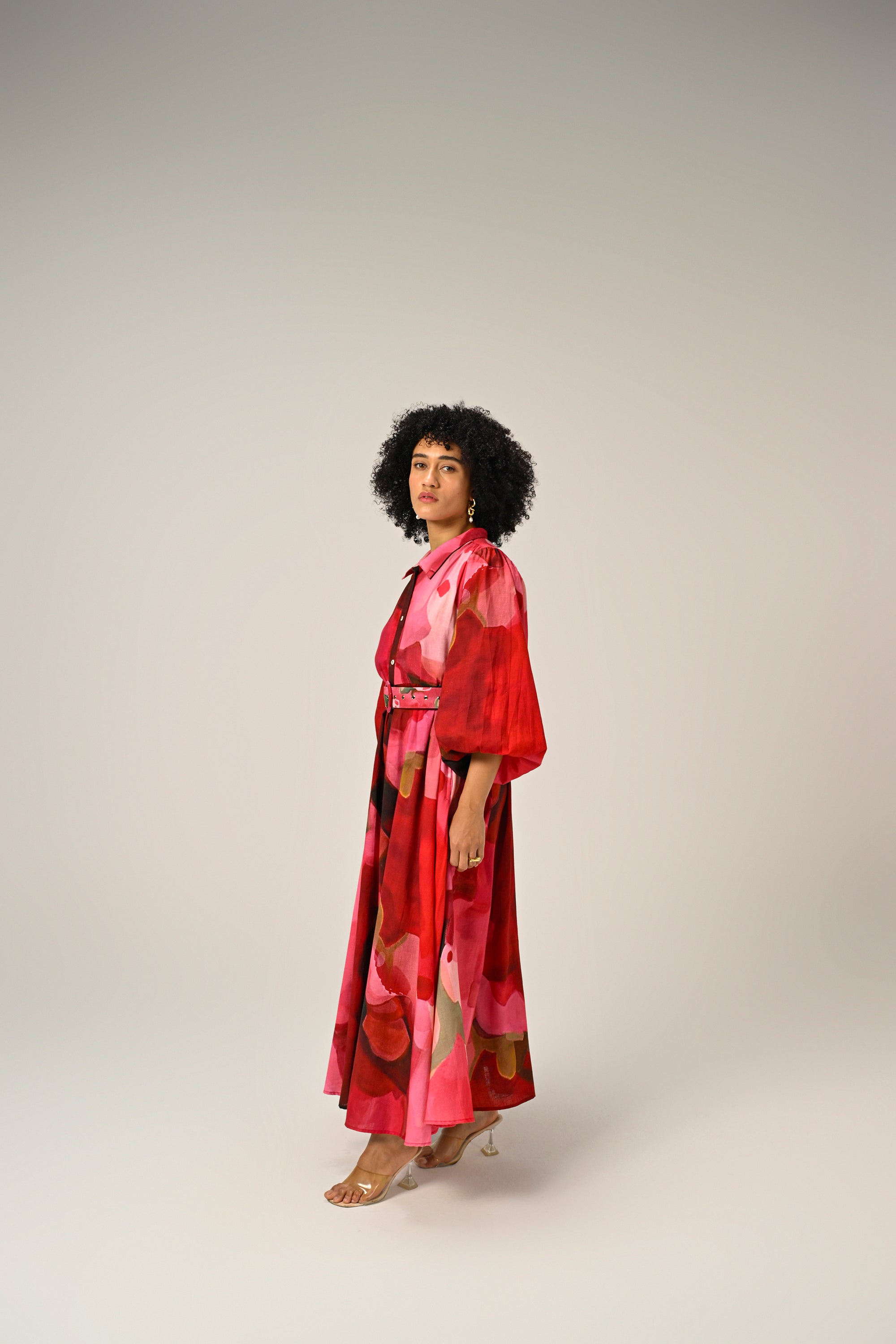 Rosé Flame Maxi Shirt Dress