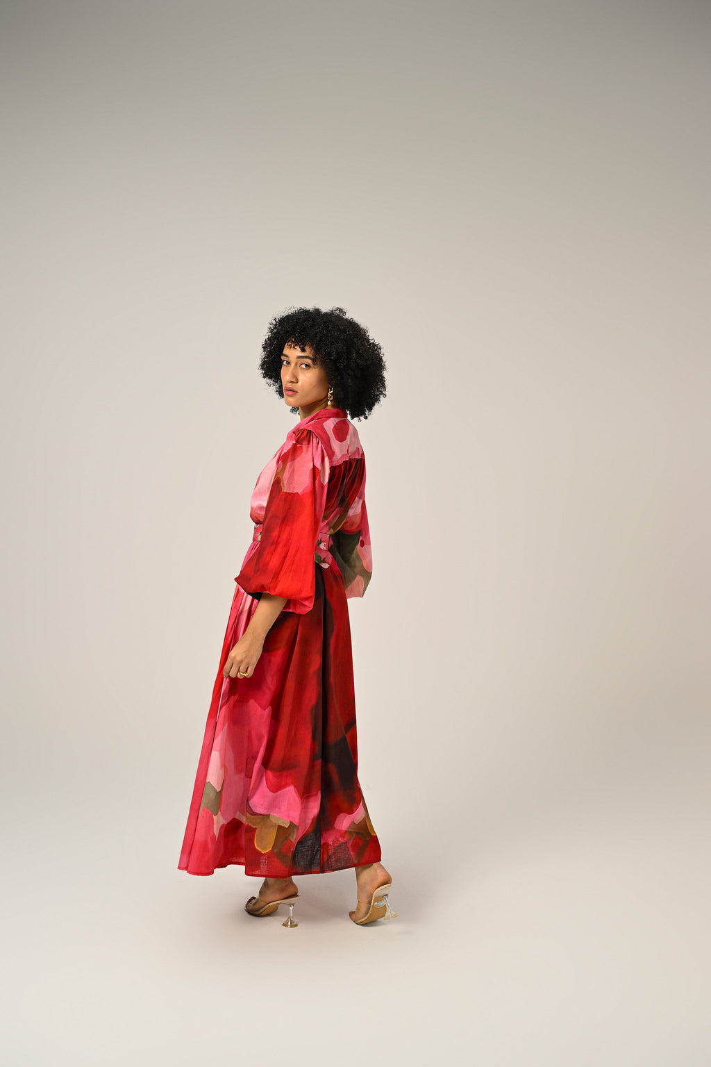 Rosé Flame Maxi Shirt Dress