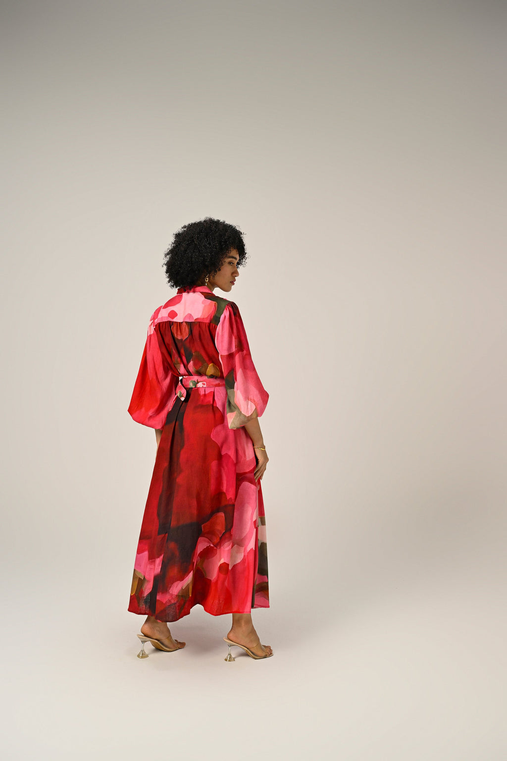 Rosé Flame Maxi Shirt Dress