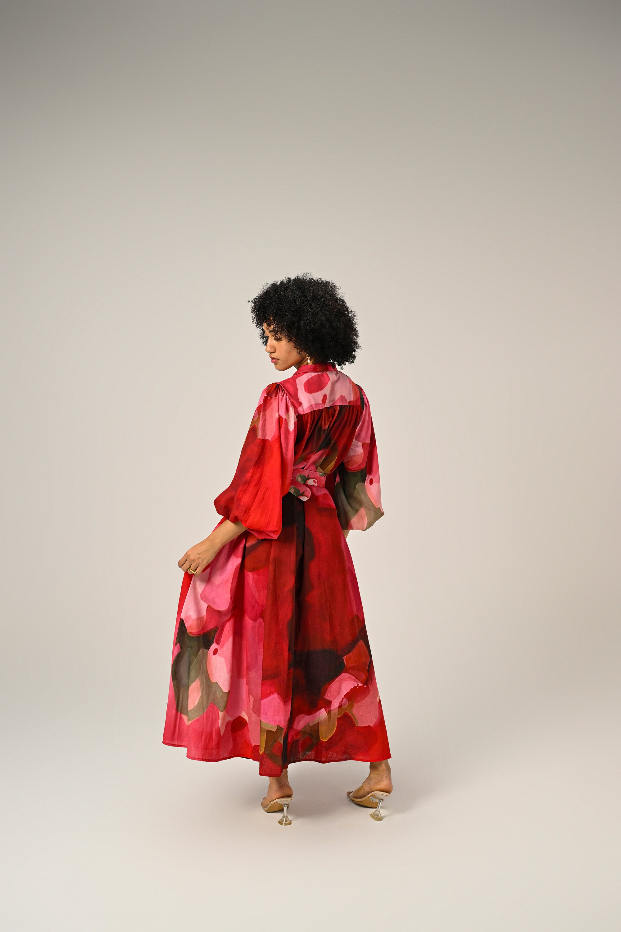 Rosé Flame Maxi Shirt Dress