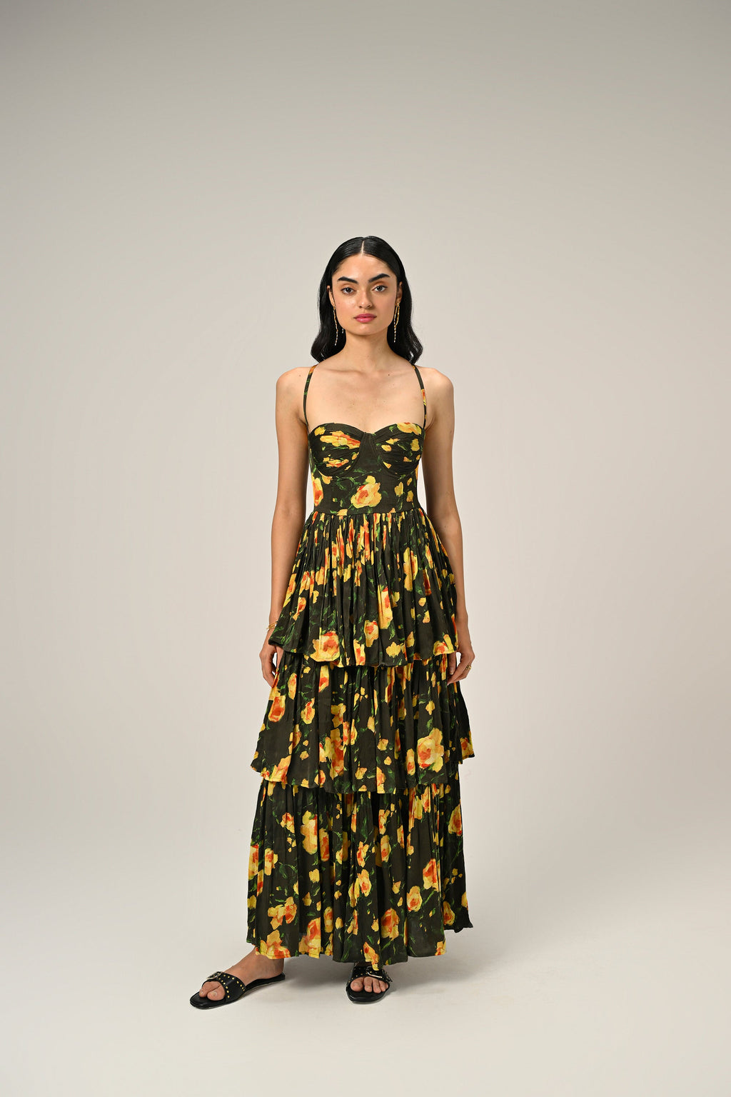 Vanshika in Golden Poppy Tiered Dress