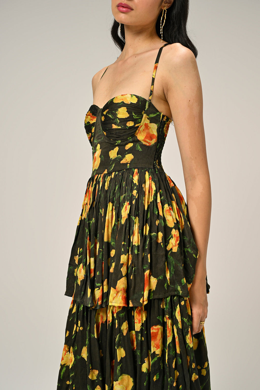 Vanshika in Golden Poppy Tiered Dress