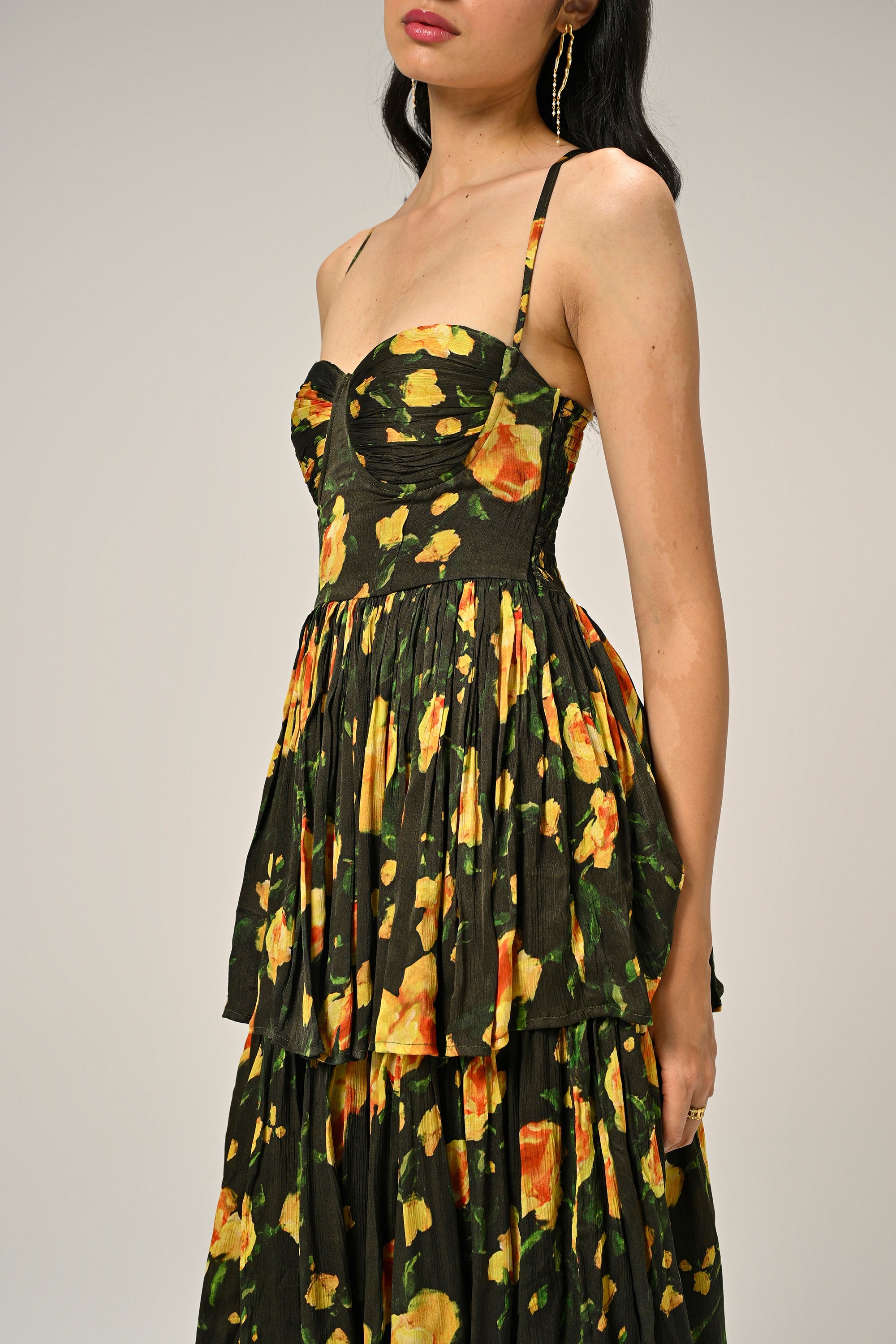 Vanshika in Golden Poppy Tiered Dress