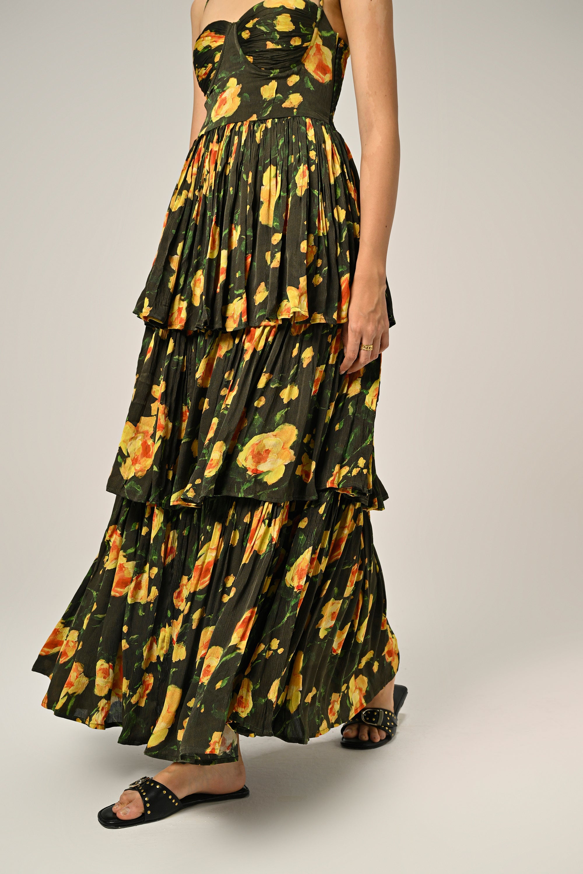 Vanshika in Golden Poppy Tiered Dress