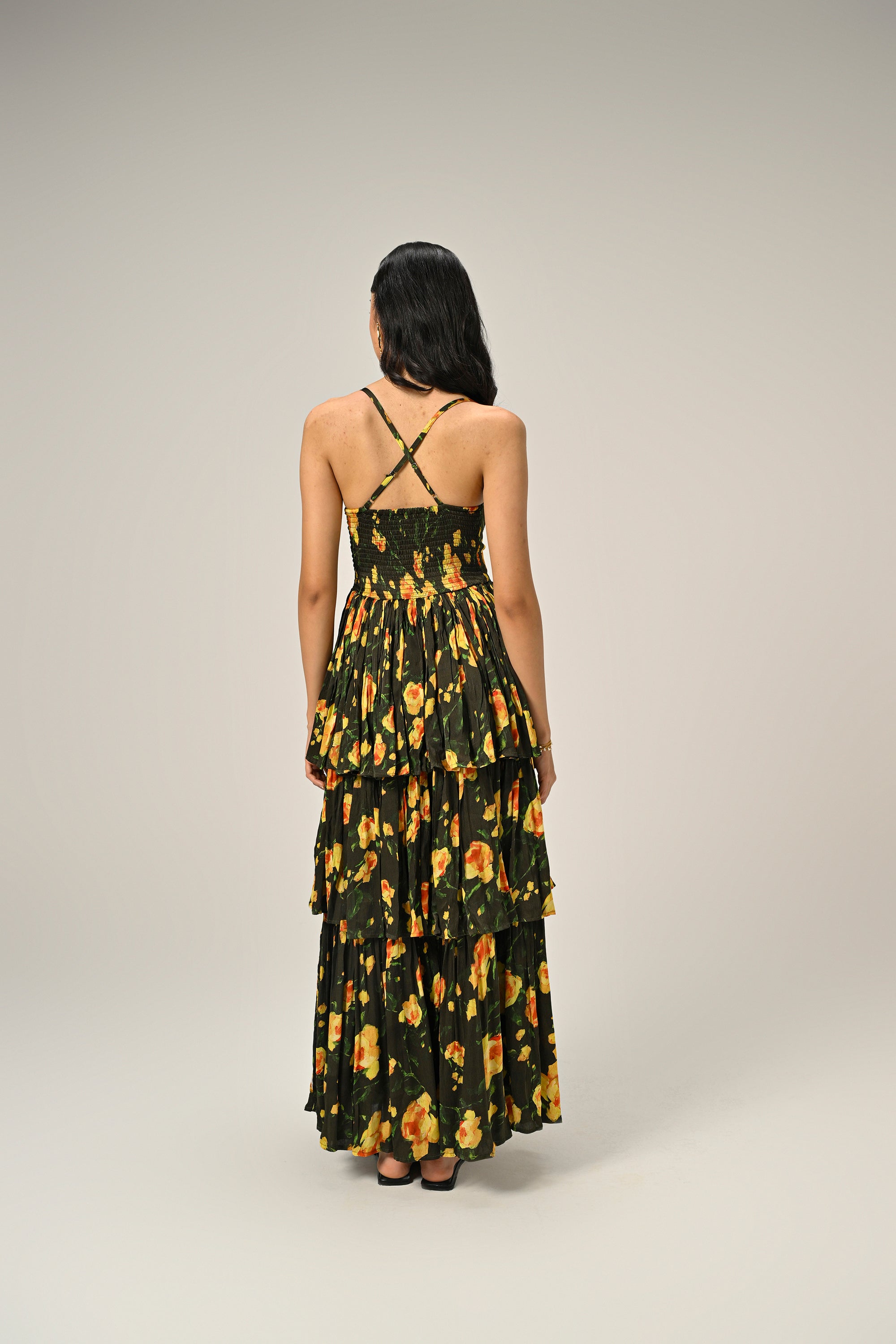 Vanshika in Golden Poppy Tiered Dress