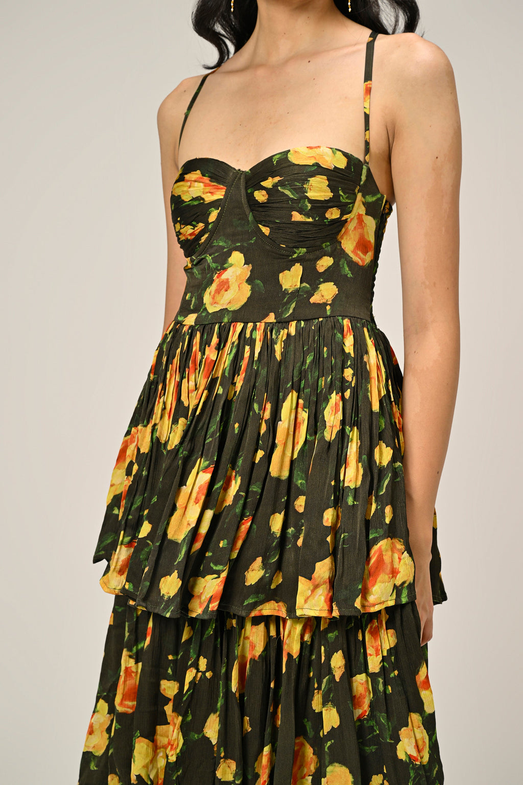 Vanshika in Golden Poppy Tiered Dress