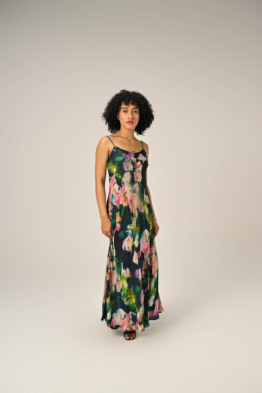 Khushboo in Midnight Bloom Slip Dress