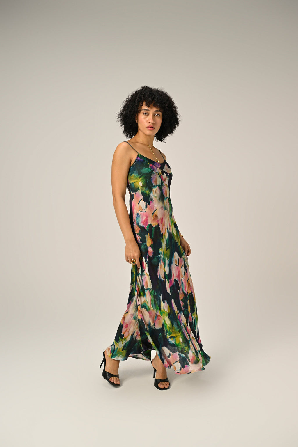 Khushboo in Midnight Bloom Slip Dress