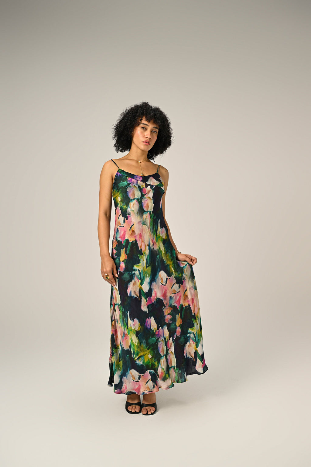 Khushboo in Midnight Bloom Slip Dress