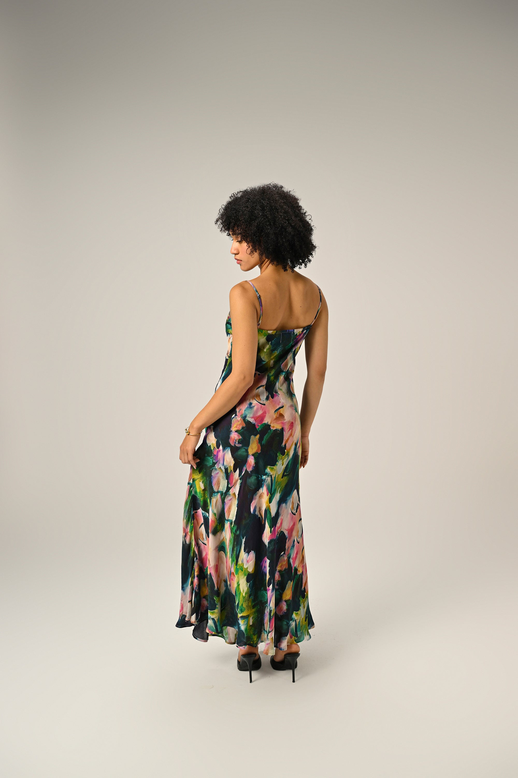 Khushboo in Midnight Bloom Slip Dress