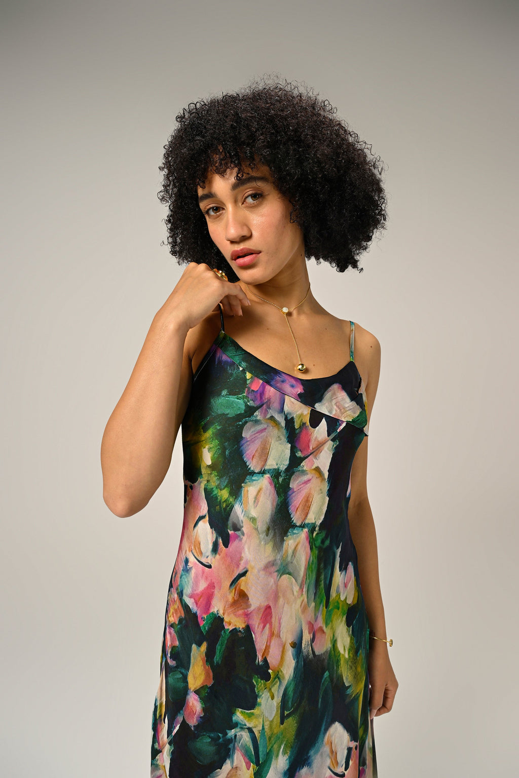 Khushboo in Midnight Bloom Slip Dress