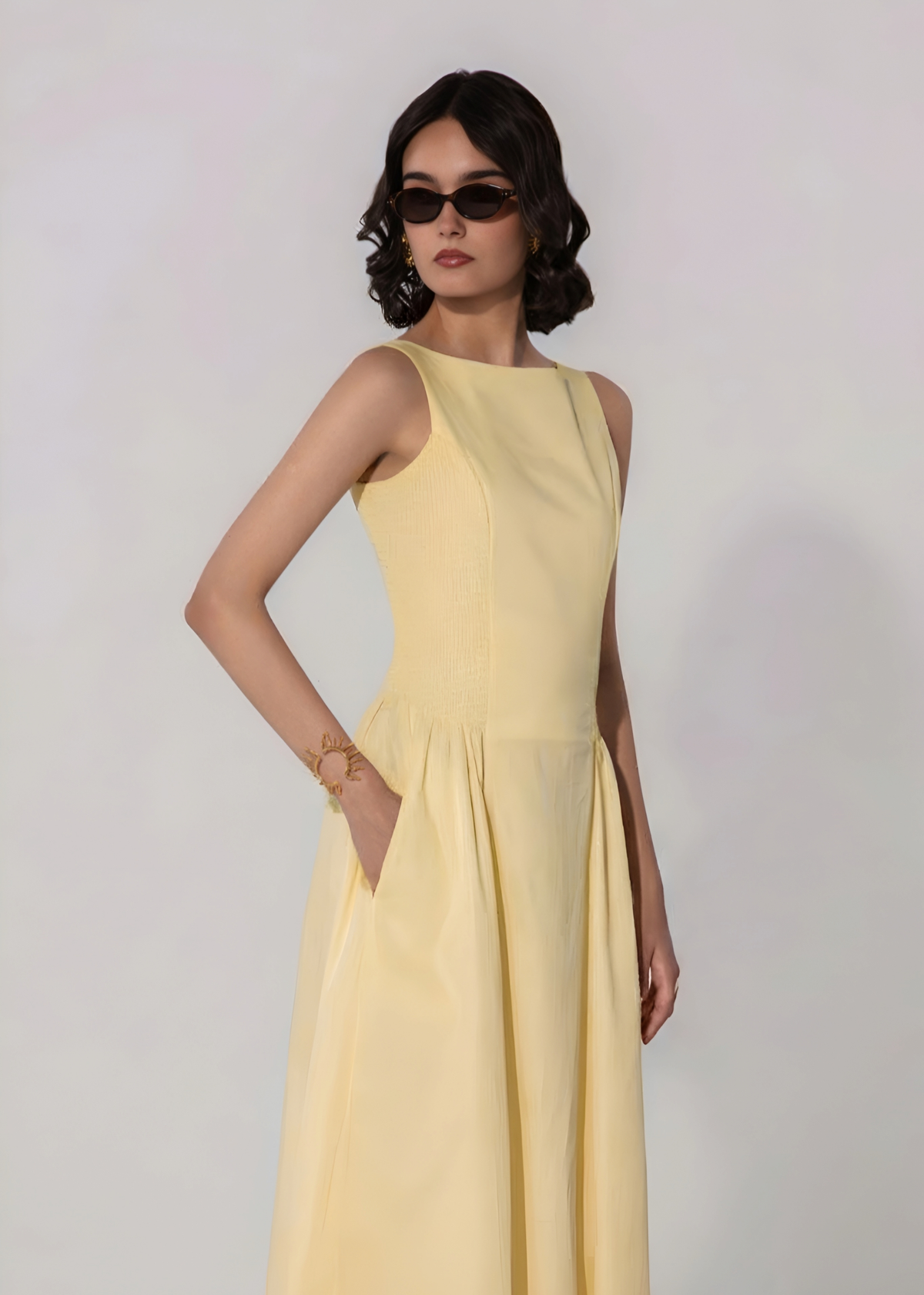 The Sun Shirred Panel Maxi Dress